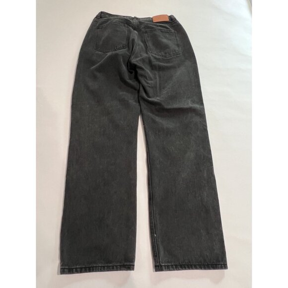 Princess Polly Holly Asymmetric Straight Leg Jeans in Black Denim - Picture 4 of 7